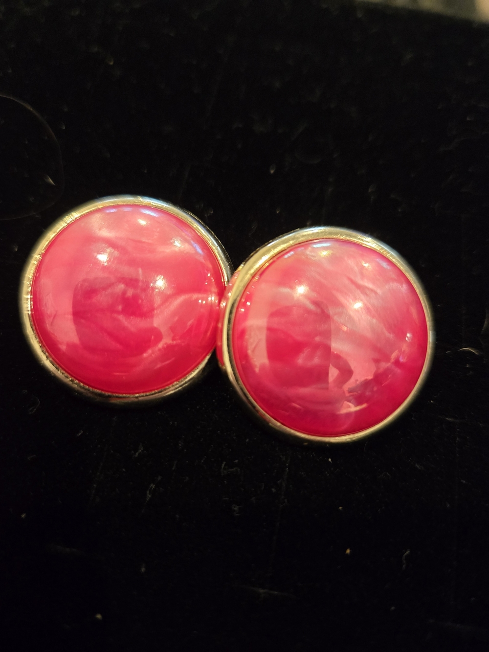 Classic Round Pink Dome Stud Earrings - Women's Jewelry